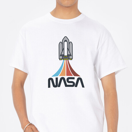 NASA Rainbow Rocket T-Shirt // White (Small)