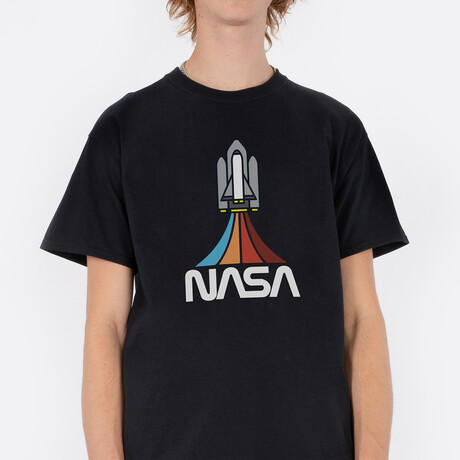 NASA Rainbow Rocket T-Shirt // Black (Small)