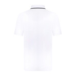 Quarter Zip Short Sleeve Polo // White + Navy (2XL)