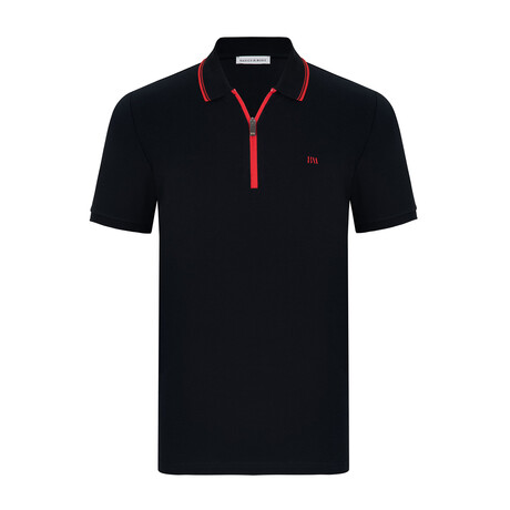 Houston Short Sleeve Polo // Black + Red (S)