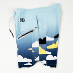 Night Clouds Swim Trunks // Blue + White + Black + Peach (L)