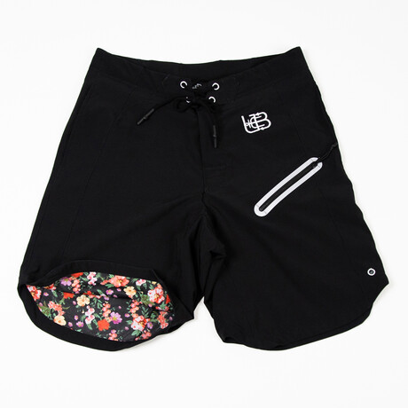 Floral Swim Trunks // Black (S)