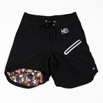 Floral Swim Trunks // Black (XL)