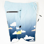 Night Clouds Swim Trunks // Blue + White + Black + Peach (L)