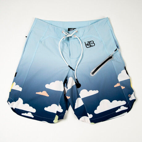 Night Clouds Swim Trunks // Blue + White + Black + Peach (S)