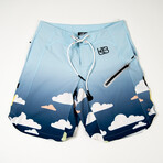 Night Clouds Swim Trunks // Blue + White + Black + Peach (L)