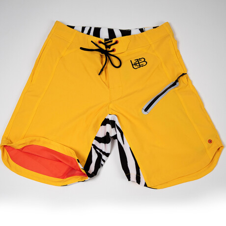 Zebra Swim Trunks // Yellow + Red (S)