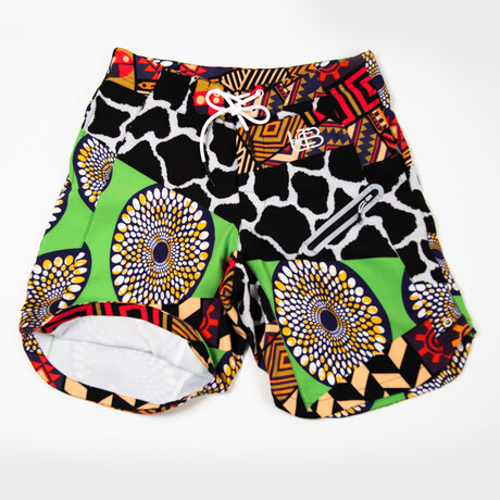 Giraffe Congo Swim Trunks // Green + Orange (S)