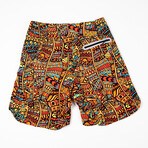 Tribal Swim Trunks // Orange + Black (XL)