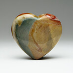 Genuine Polished Polychrome Jasper Heart + Acrylic Display Stand // V2