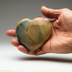 Genuine Polished Polychrome Jasper Heart + Acrylic Display Stand // V2