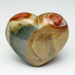 Genuine Polished Polychrome Jasper Heart + Acrylic Display Stand // V2