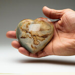 Genuine Polished Polychrome Jasper Heart + Acrylic Display Stand // V1