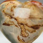 Genuine Polished Polychrome Jasper Heart + Acrylic Display Stand // V1