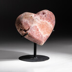 Genuine Polished Strawberry Quartz Heart + Acrylic Display Stand