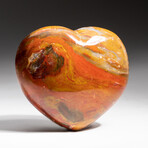 Genuine Polished Red Ocean Jasper Heart + Acrylic Display Stand // V2