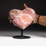 Genuine Polished Strawberry Quartz Heart + Acrylic Display Stand