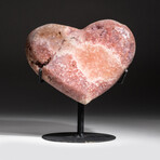 Genuine Polished Strawberry Quartz Heart + Acrylic Display Stand