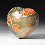 Genuine Polished Polychrome Jasper Heart + Acrylic Display Stand // V3