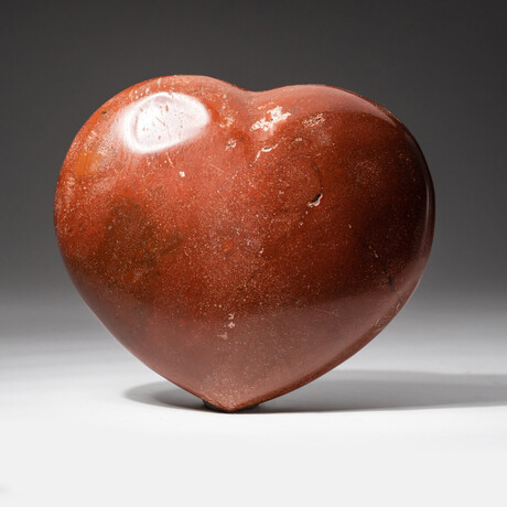 Genuine Polished Red Ocean Jasper Heart + Acrylic Display Stand // V3