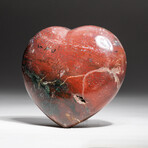 Genuine Polished Red Ocean Jasper Heart + Acrylic Display Stand // V1