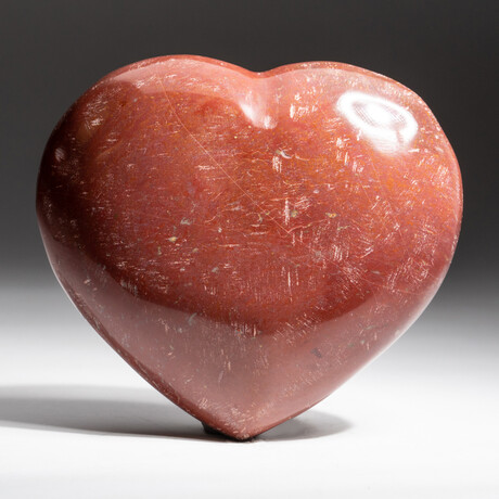 Genuine Polished Red Jasper Heart + Acrylic Display Stand // V3