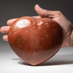 Genuine Polished Red Ocean Jasper Heart + Acrylic Display Stand // V3