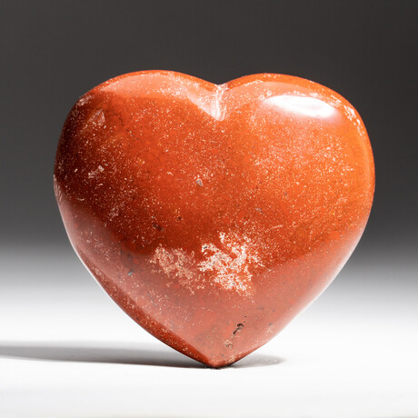 Genuine Polished Red Jasper Heart + Acrylic Display Stand // V1