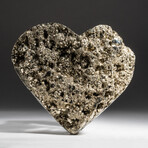 Genuine Polished Pyrite Heart + Acrylic Display Stand