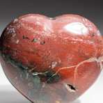 Genuine Polished Red Ocean Jasper Heart + Acrylic Display Stand // V1