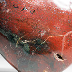 Genuine Polished Red Ocean Jasper Heart + Acrylic Display Stand // V1