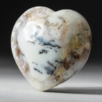 Genuine Polished Dendritic Quartz Agate Heart + Acrylic Display Stand