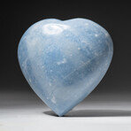 Genuine Polished Blue Calcite Heart + Acrylic Display Stand // V2