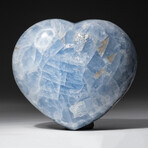 Genuine Polished Blue Calcite Heart + Acrylic Display Stand // V3