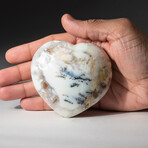 Genuine Polished Dendritic Quartz Agate Heart + Acrylic Display Stand