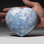 Genuine Polished Blue Calcite Heart + Acrylic Display Stand // V3