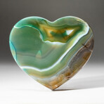 Genuine Polished Green Agate Heart + Acrylic Display Stand // V1