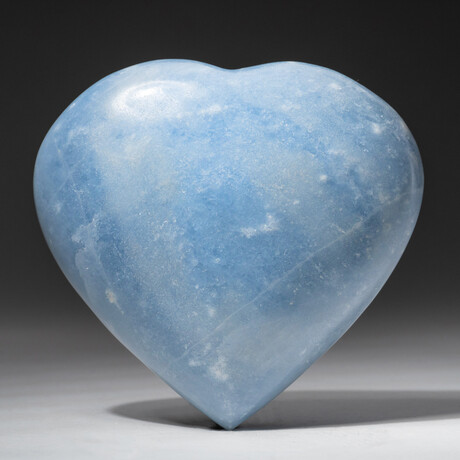 Genuine Polished Blue Calcite Heart + Acrylic Display Stand // V2