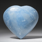 Genuine Polished Blue Calcite Heart + Acrylic Display Stand // V2