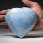 Genuine Polished Blue Calcite Heart + Acrylic Display Stand // V2