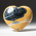 Genuine Polished Ocean Jasper Heart + Acrylic Display Stand // V1