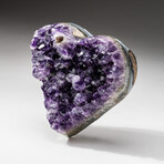 Genuine Polished Amethyst Clustered Heart + Acrylic Display Stand // V5