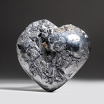 Genuine Polished Galena Heart + Acrylic Display Stand
