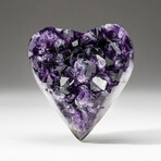 Genuine Polished Amethyst Clustered Heart + Acrylic Display Stand // V2