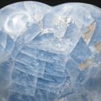 Genuine Polished Blue Calcite Heart + Acrylic Display Stand // V3