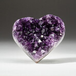 Genuine Polished Amethyst Clustered Heart + Acrylic Display Stand // V3