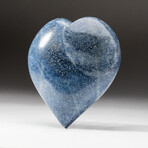 Genuine Polished Blue Quartz Heart + Acrylic Display Stand