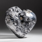 Genuine Polished Galena Heart + Acrylic Display Stand