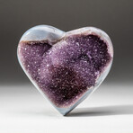 Genuine Polished Amethyst Clustered Heart + Acrylic Display Stand // V6