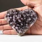 Genuine Polished Amethyst Clustered Heart + Acrylic Display Stand // V4